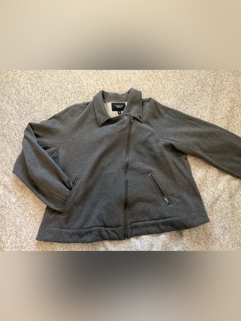 Torrid size 3 Fleece Moto Jacket Dark Gray Asymmetrical Zip Women's 3XL Jacket